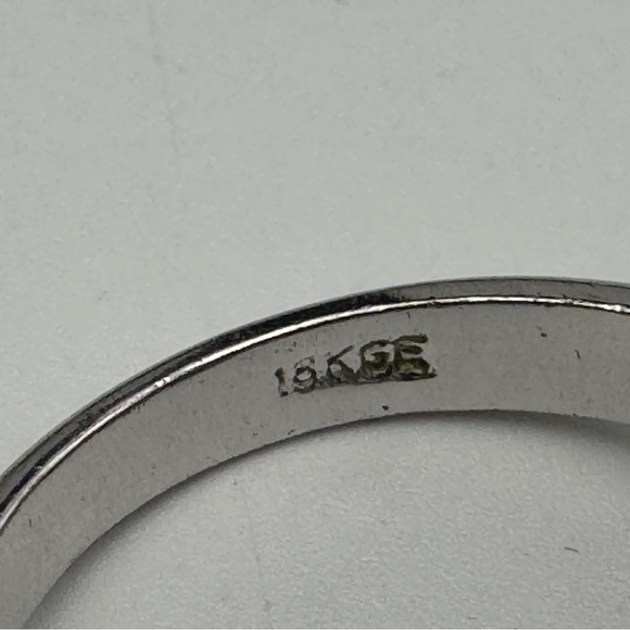 Swirl Ring Size 7.75 | 18KGP CZ & Real Diamond Chips | Silver Tone - Picture 5 of 7